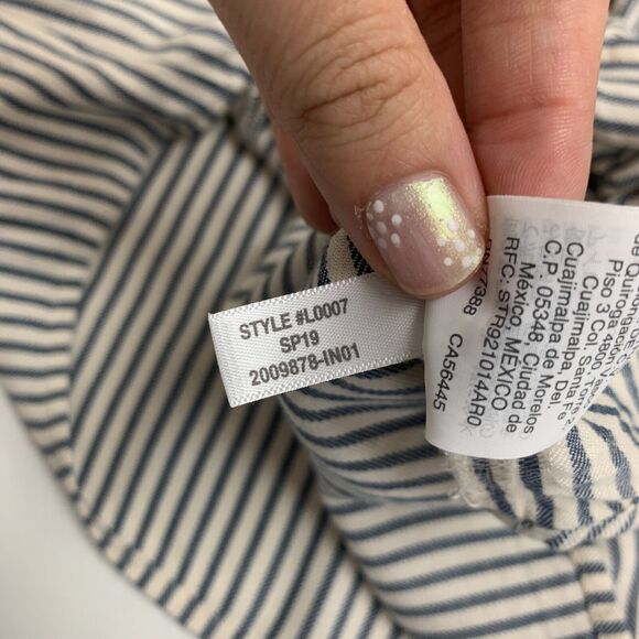 Madewell Novel Tie Front Shirt Womens XS Extra Small Stripe V Neck Short Sleeve - Picture 11 of 14